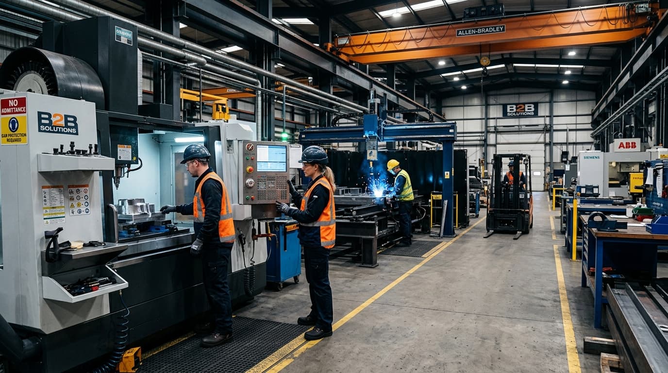 Industrial workers in a manufacturing environment