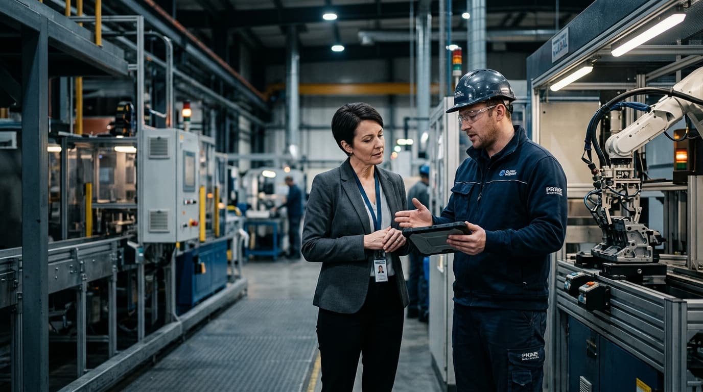Professional team reviewing business operations