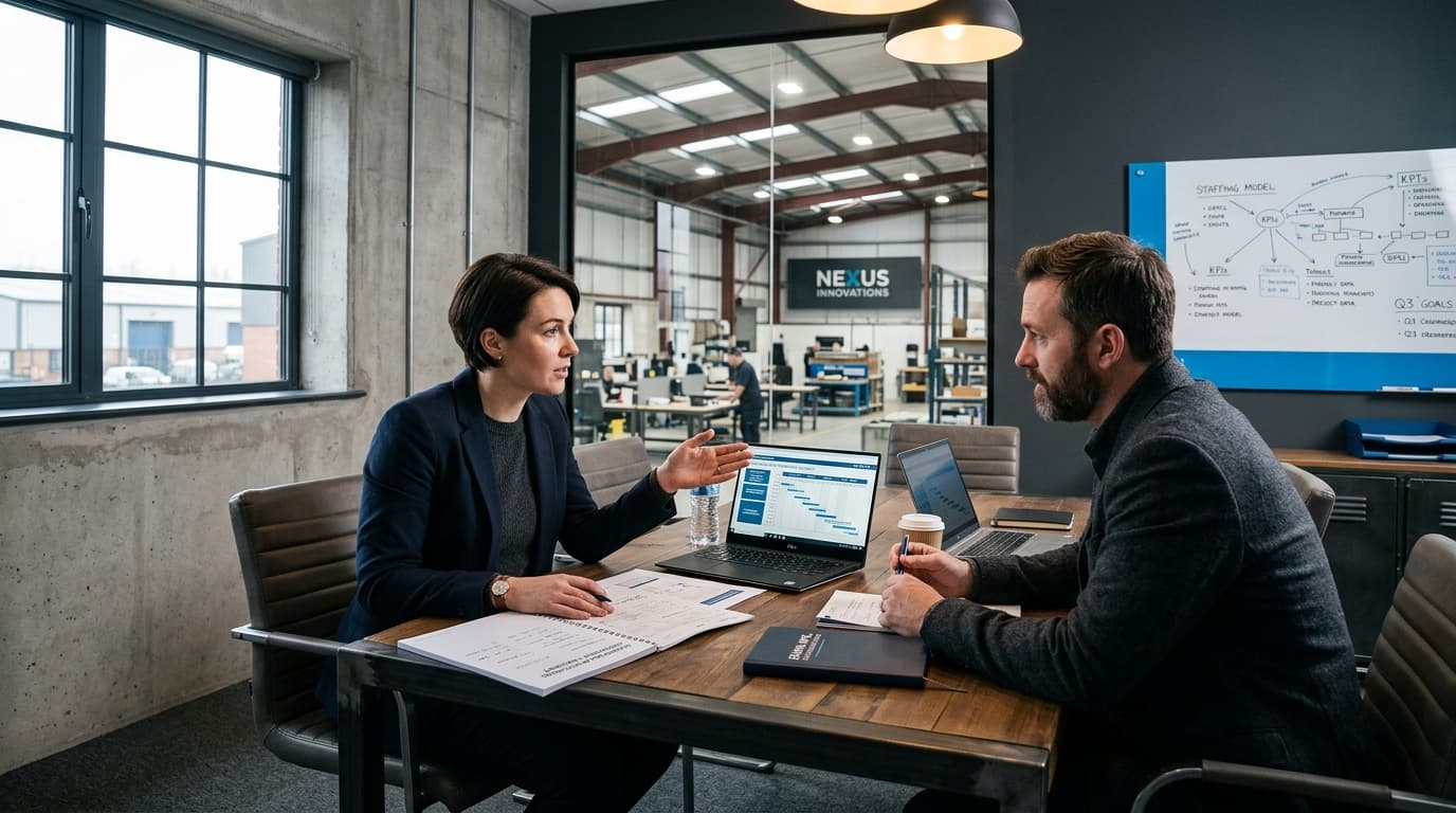 Consultant discussing requirements with a client