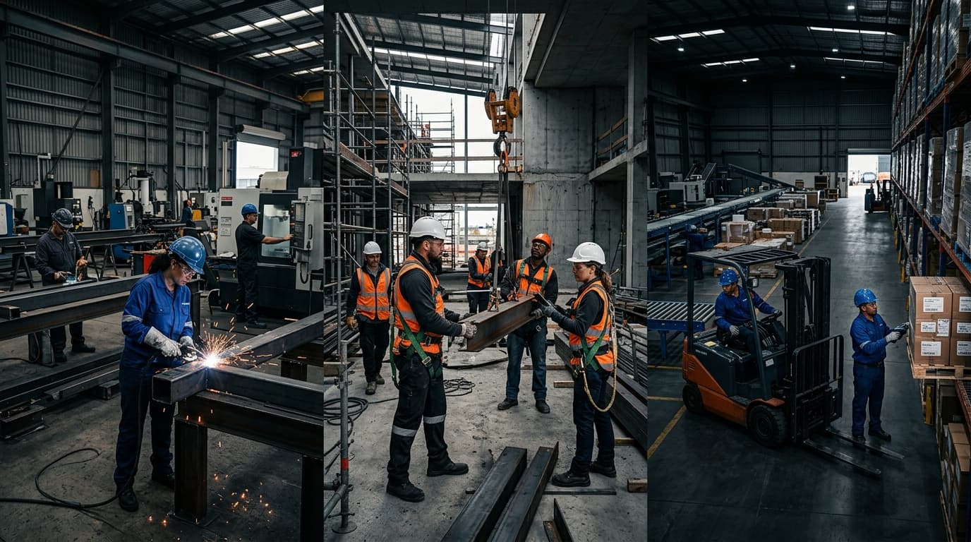 Collage of different industrial working environments